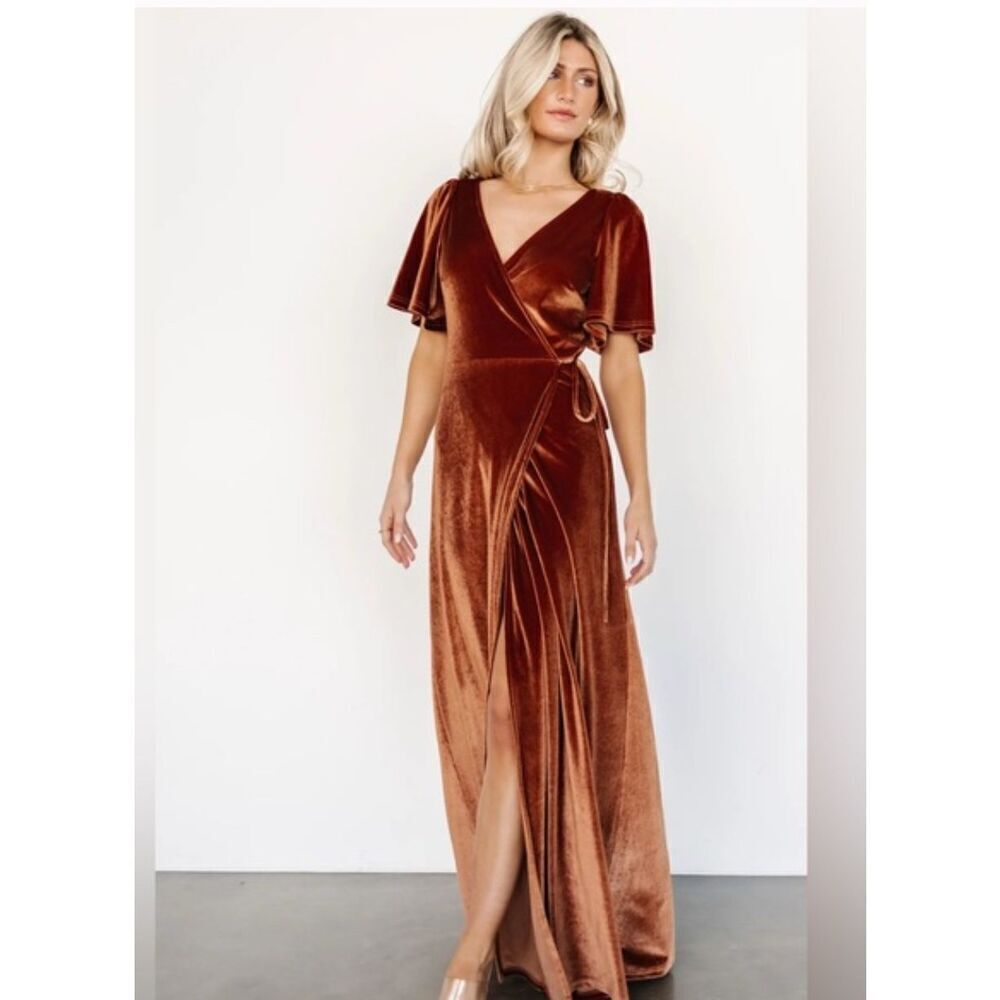 Baltic Born Megan Velvet wrap maxi dress S